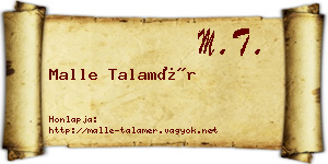 Malle Talamér névjegykártya